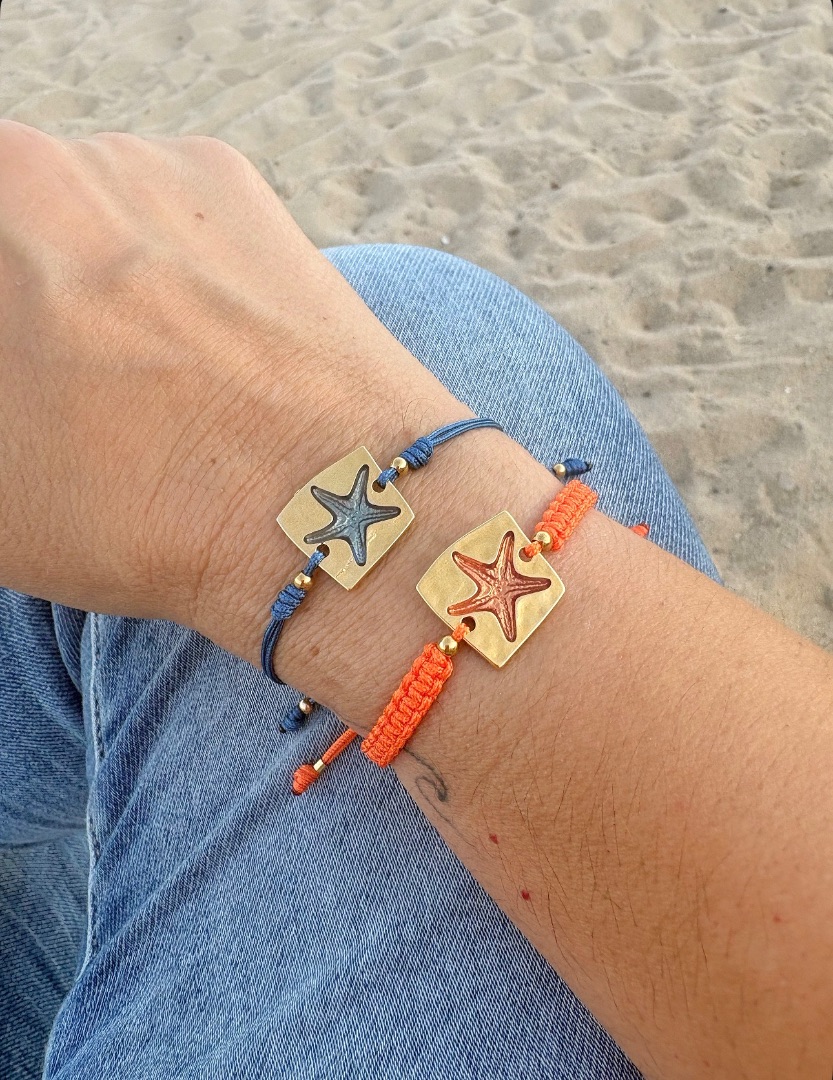 Pulsera irregular cuadrada con estrella de mar