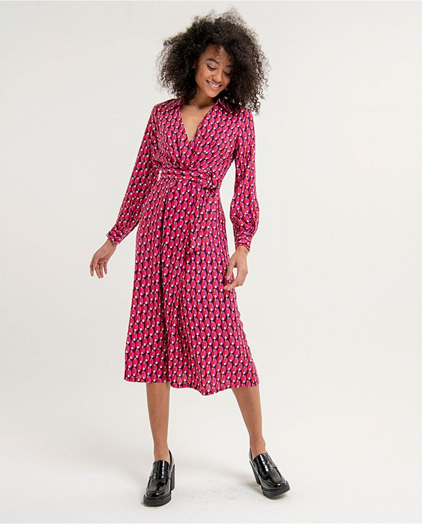 563ANTA725 Vestido largo cruzado con cinturón