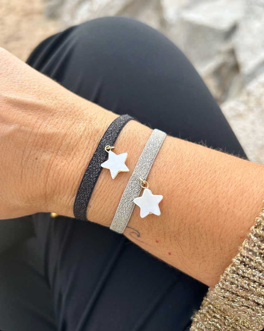 Pulsera de cinta elástica con estrella de nacar