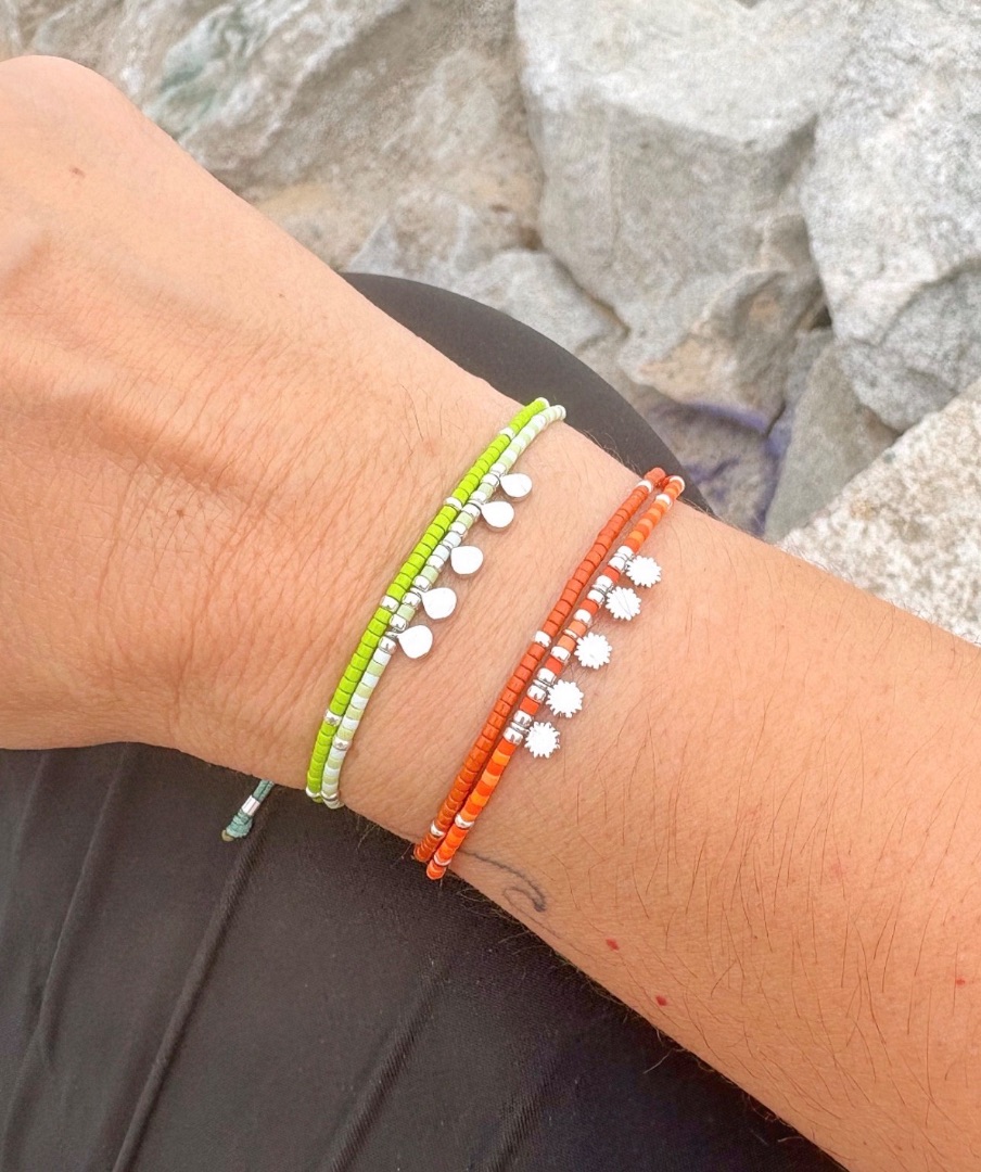Pulsera doble de miyuki  y plata de ley