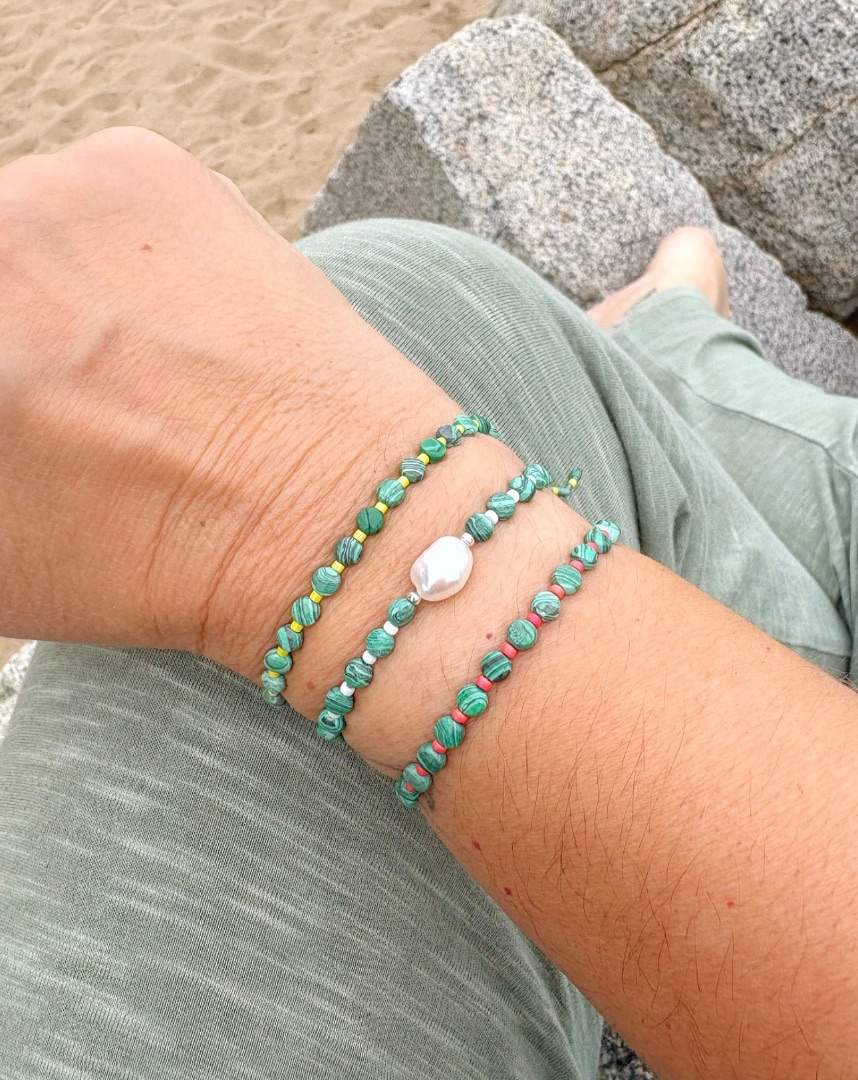 Pulsera de malaquitas y miyuki