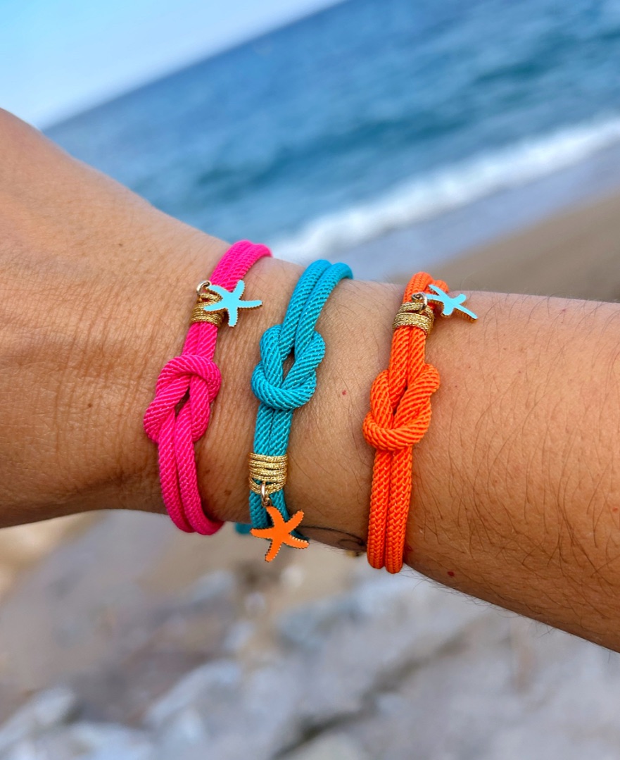 Pulsera nudo marinero con estrella de mar de acero