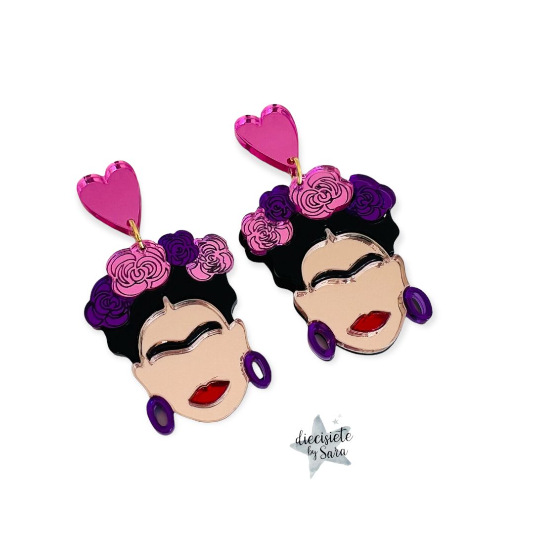 PENDIENTES FRIDA FLORES CORAZON