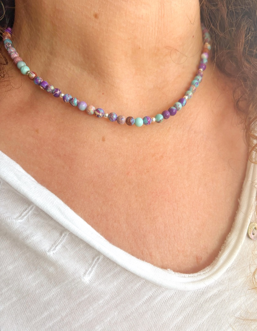 Collar jaspe morado piedra natural