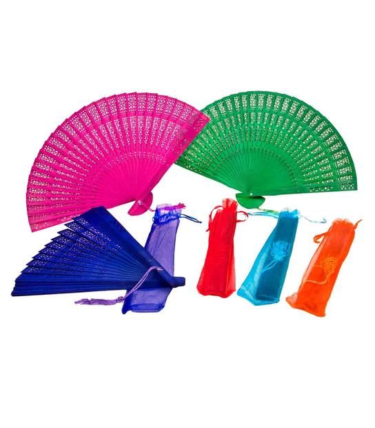 Abanico sándalo colores en bolsa