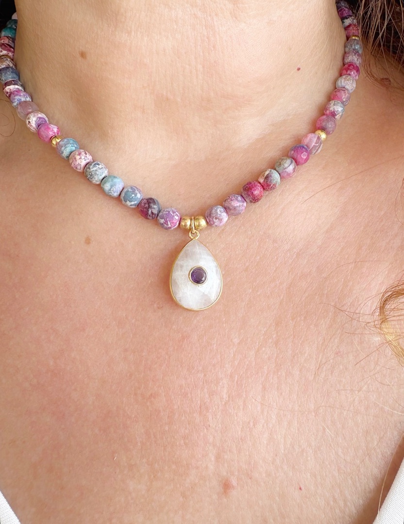 Collar de &aacute;gatas ros&aacute;ceas (sin colgante)