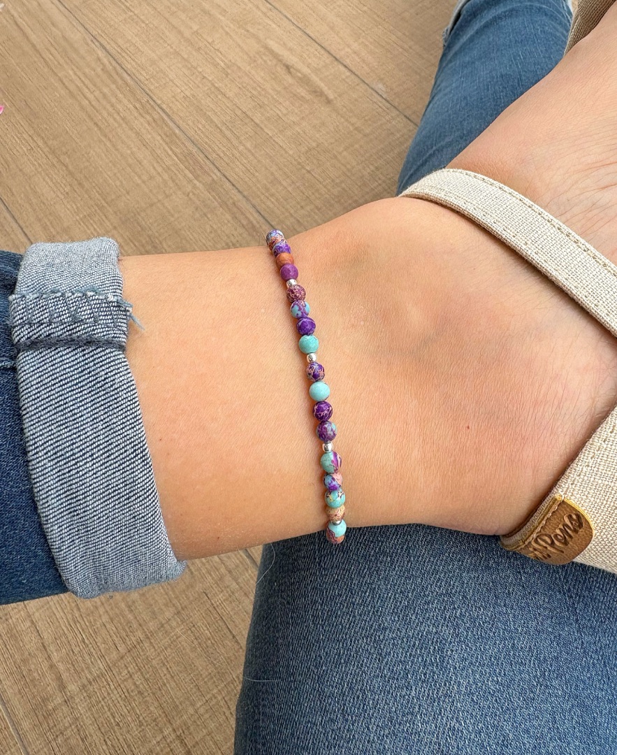 Tobillera Jaspe piedra natural y plata de ley