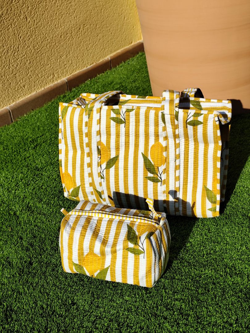 Bolso con cremallera limones y neceser