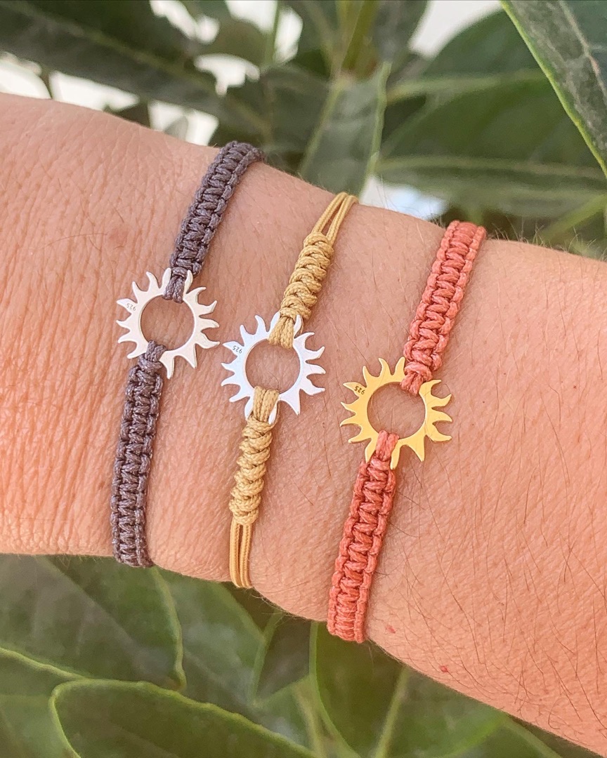 Pulsera sol en plata de ley o bañada en oro