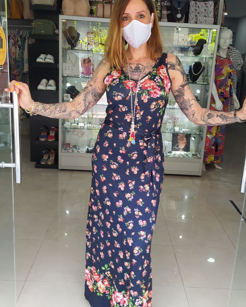 Vestido largo estampado