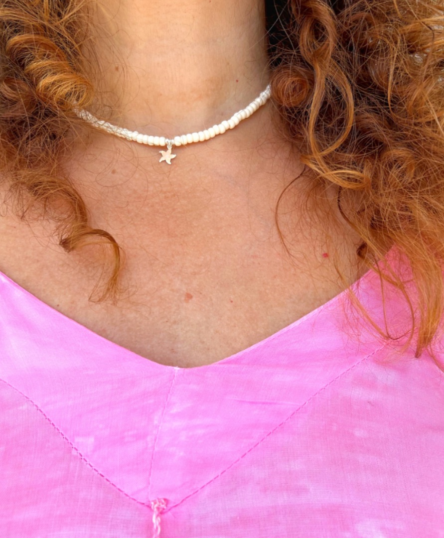Collar rocalla miyuki con estrella de mar en plata