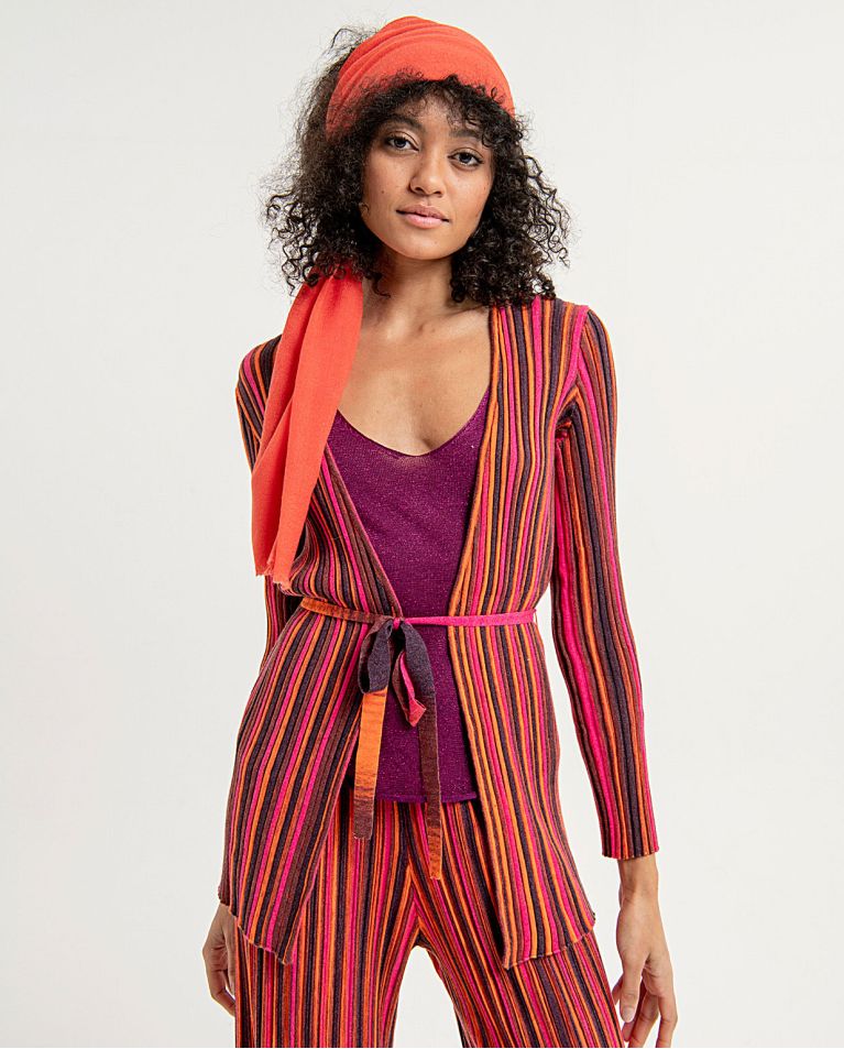 553SARA334 C&aacute;rdigan abierto de punto acanalado