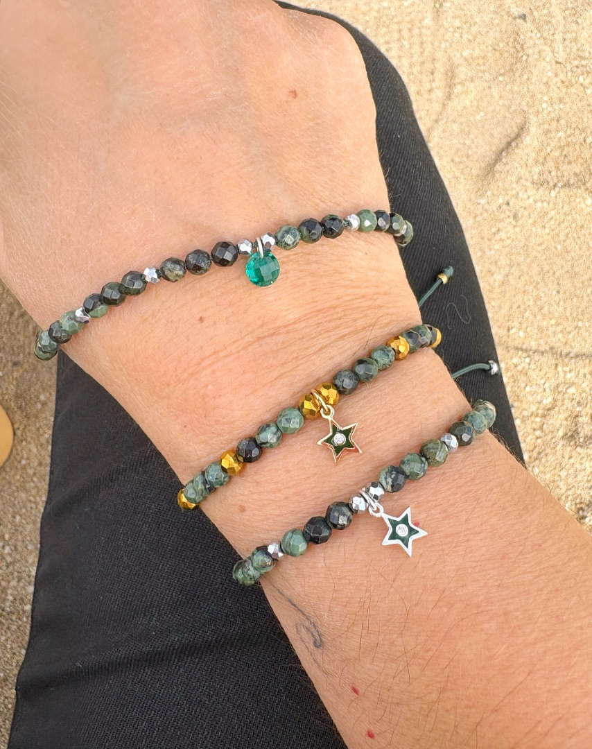 Pulsera de cuentas jaspe kambaba verde