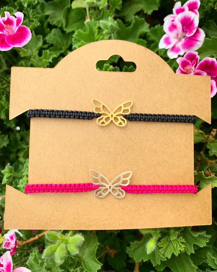 Pulsera mariposa con macramé