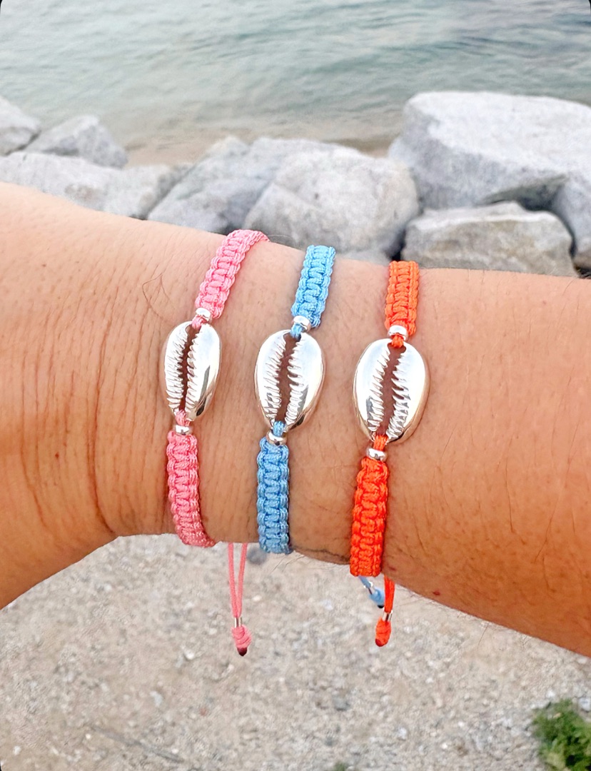 Pulsera concha de mar plata de ley