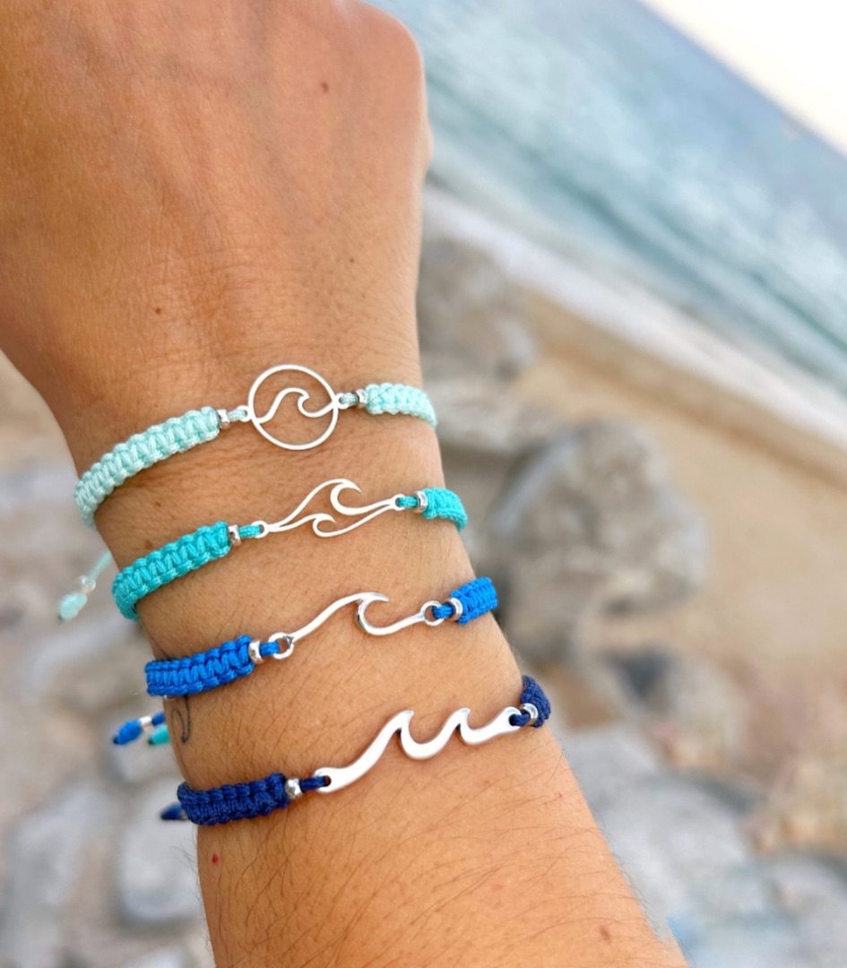 Pulsera ola de mar plata de ley unisex