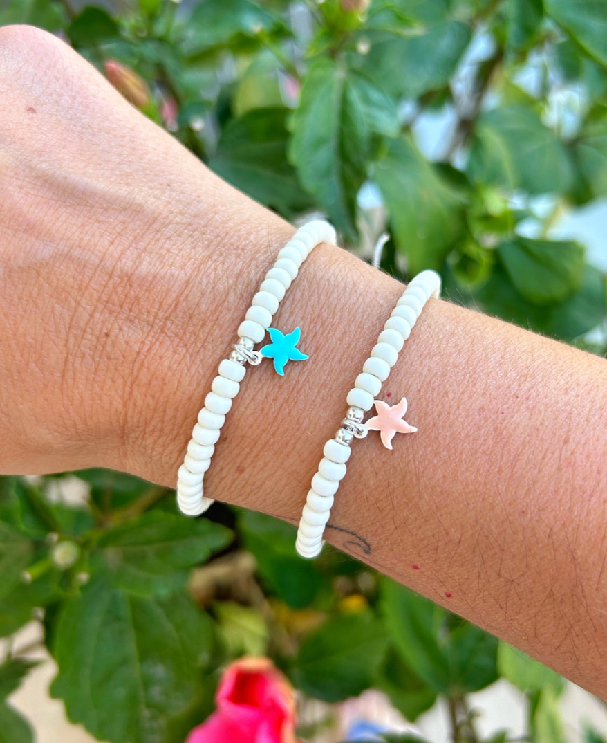 Pulsera rocalla miyuki y estrella de mar de plata