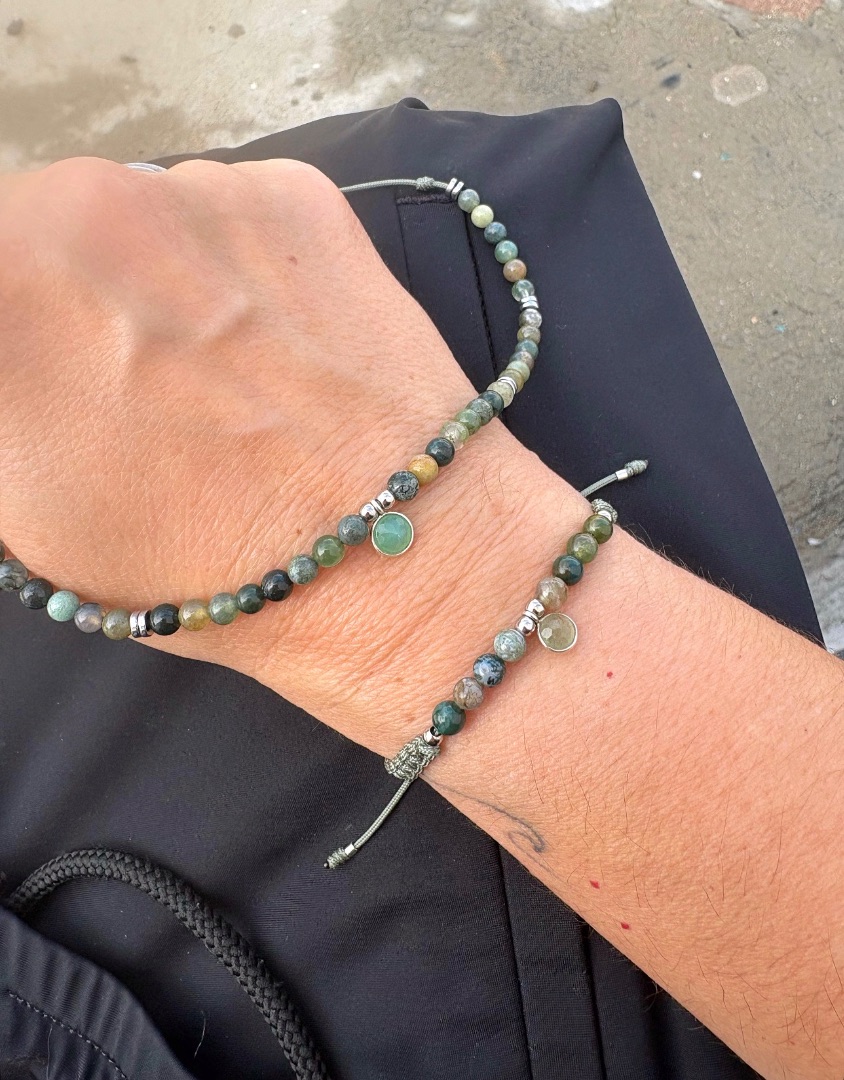 Pulsera de &aacute;gatas y plata de ley