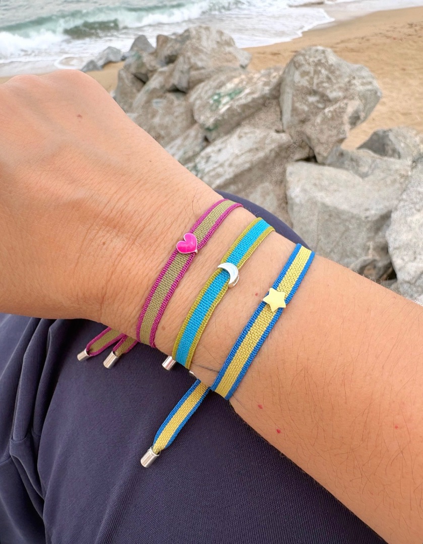 Pulsera de cinta el&aacute;stica y plata de ley