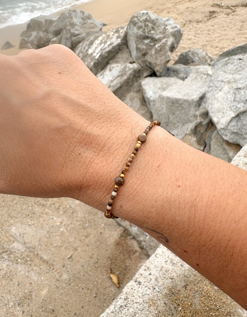 Pulsera  jaspe camello y ojo de tigre