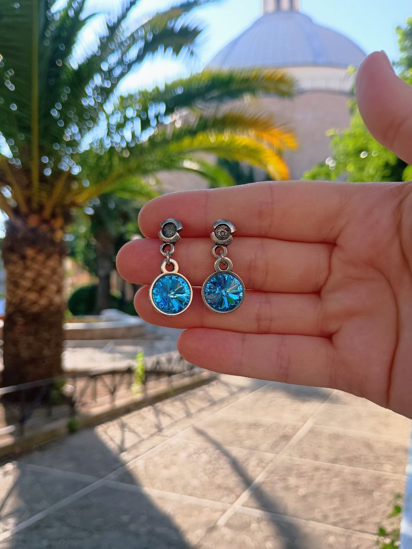 Pendientes de cristal azul